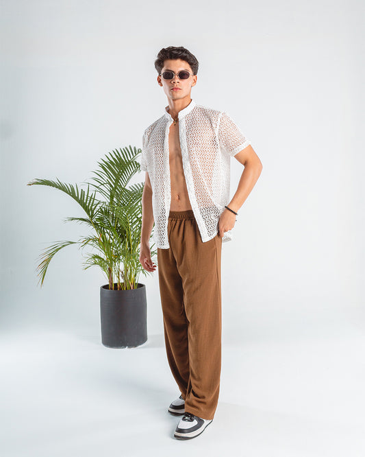 Conjunto Pantalón y Camisa Manga Corta Cuello Chino