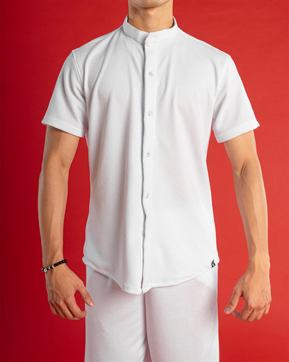 Conjunto Pantalón y Camisa Manga Corta Cuello Chino Blanco